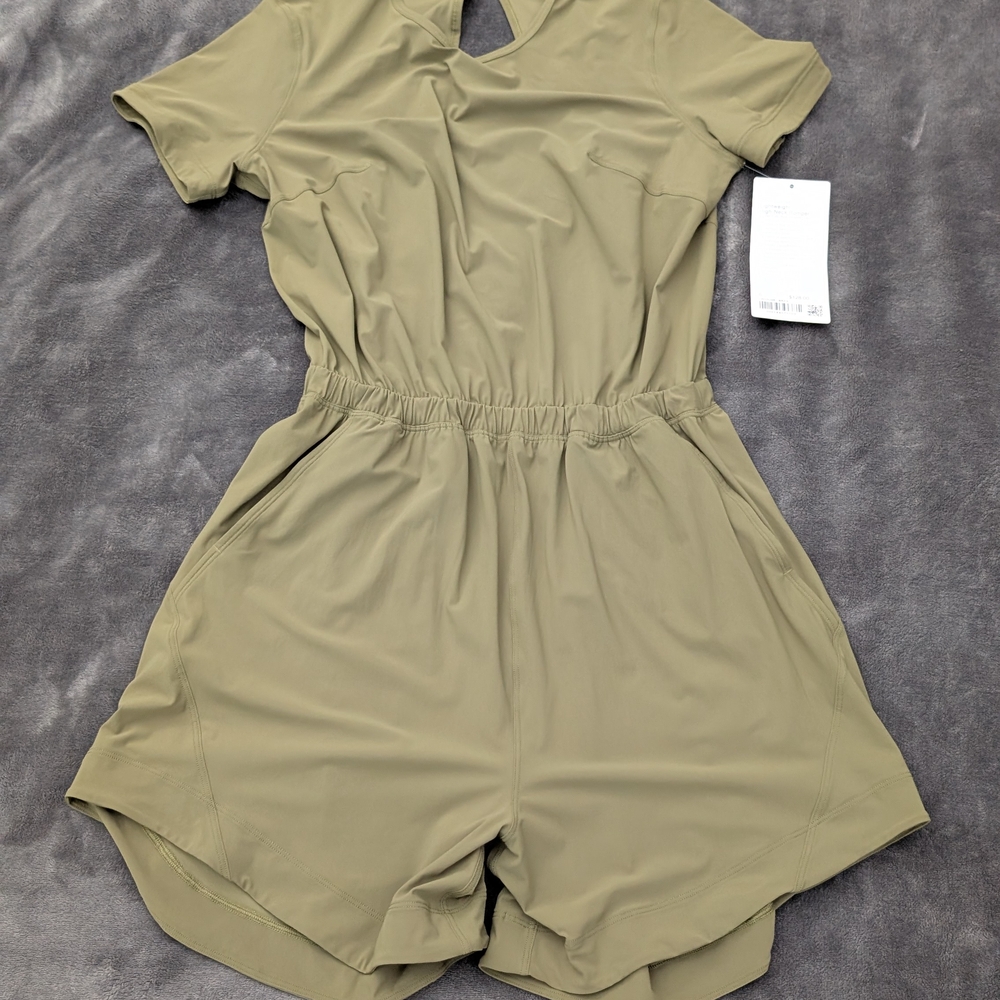 NWT Lululemon Highneck Open back Olive Jumpsuit